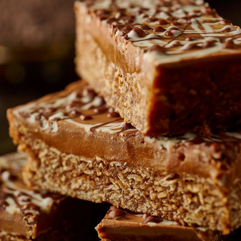 Billionaires Caramel and Triple Chocolate Flapjack