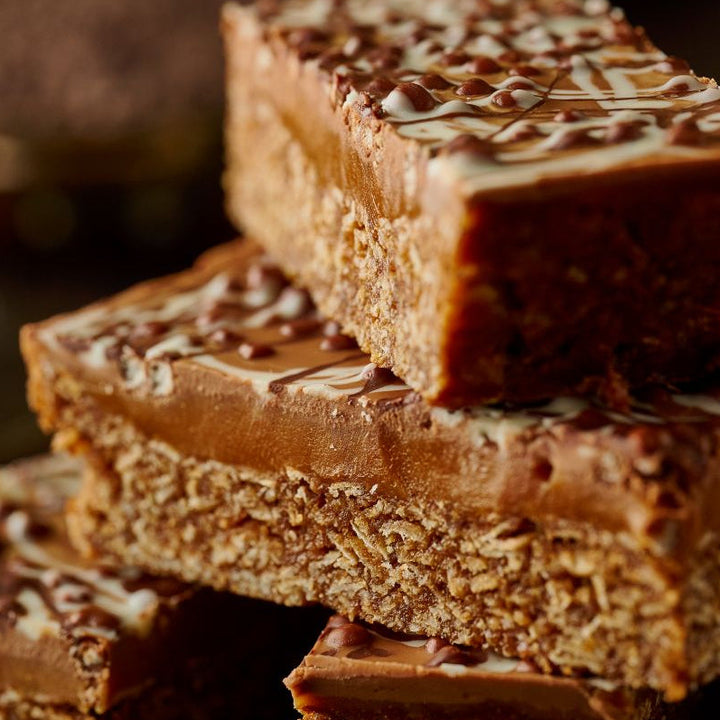 Billionaires Caramel and Triple Chocolate Flapjack