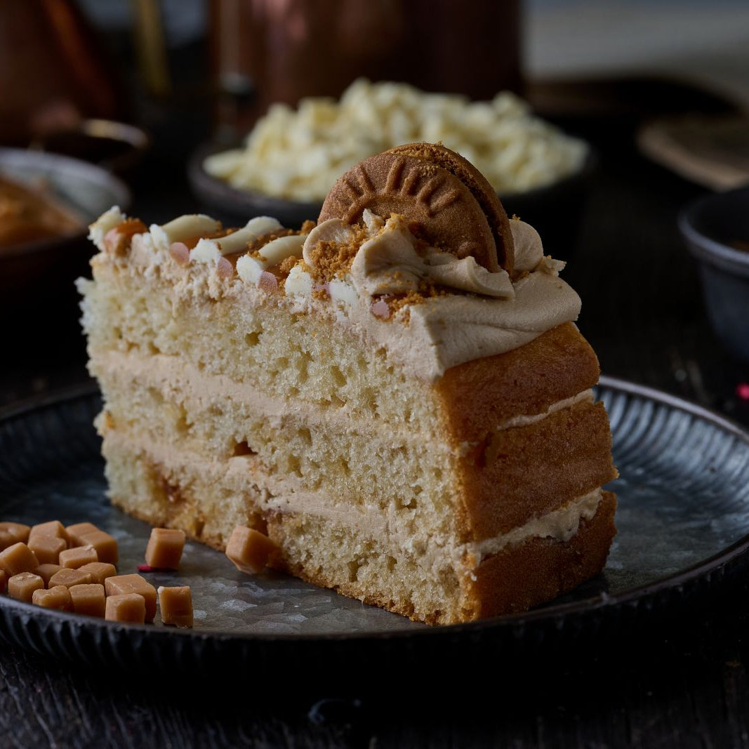 BISCOFF, CARAMEL & WHITE CHOCOLATE CAKE