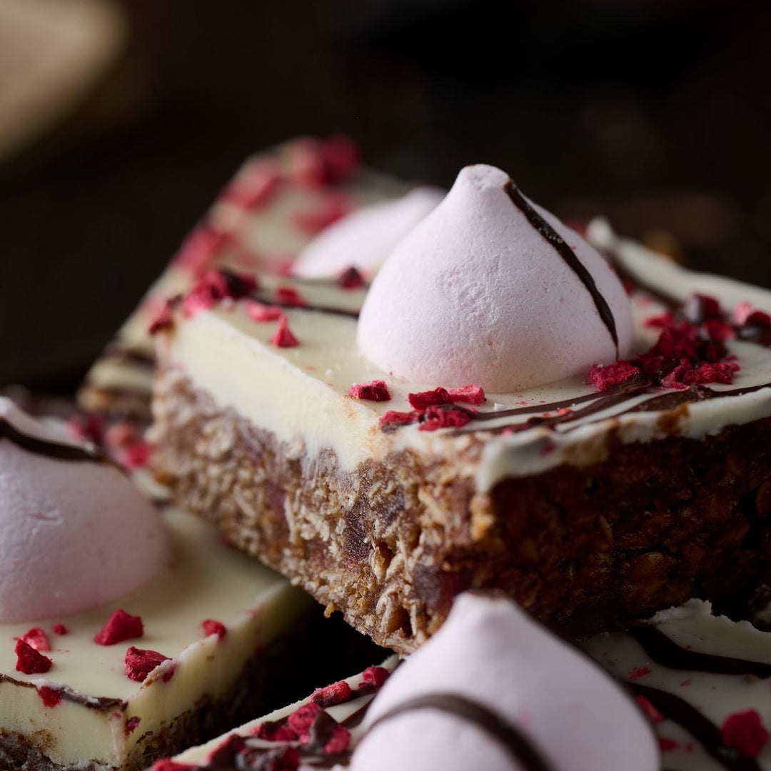Chocolate and Raspberry Meringue Flapjack