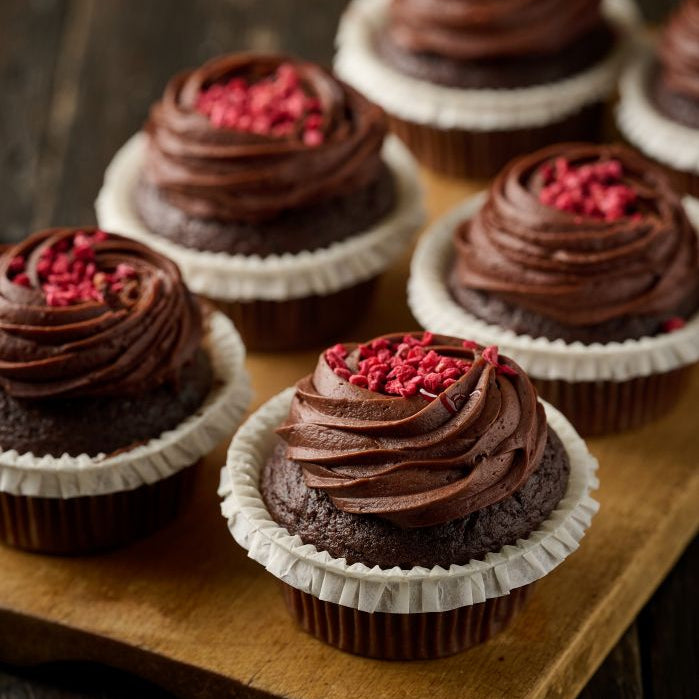 Dark Chocolate and Raspberry Cupcakes - Box of 6