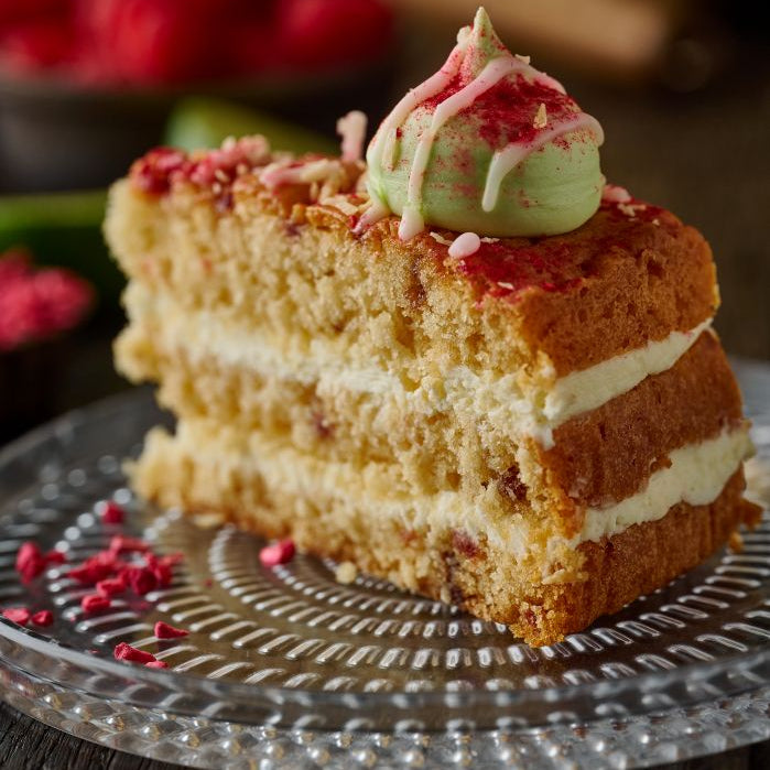 Raspberry, Lime and White Coconut Cake (Plant Based)