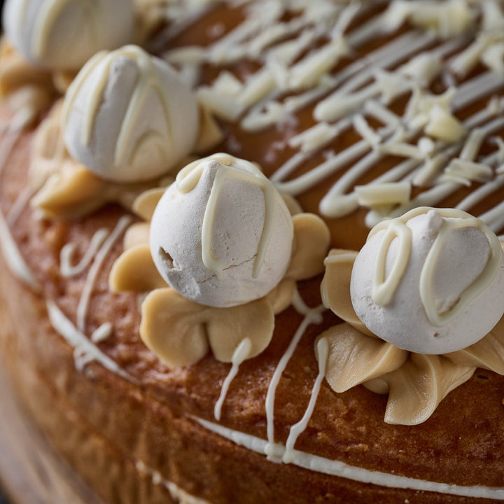 White Chocolate & Caramel Meringue Cake