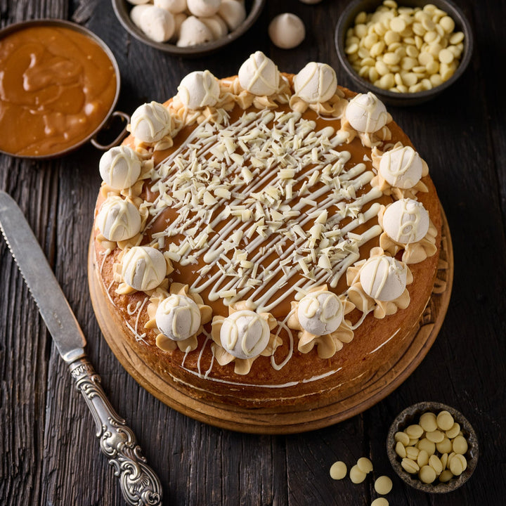 White Chocolate & Caramel Meringue Cake