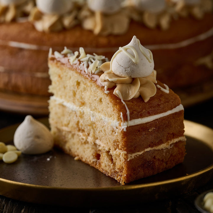 White Chocolate & Caramel Meringue Cake