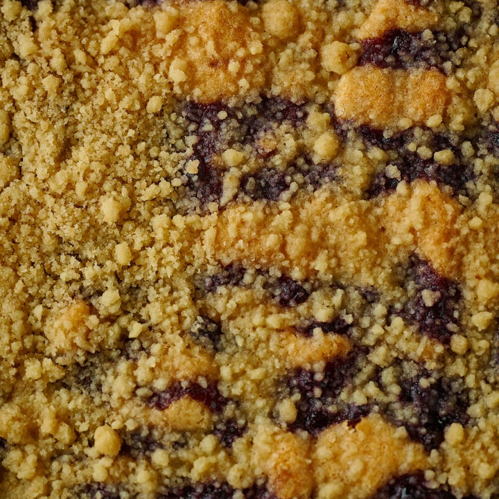Zesty Lemon, Wild Blueberry and Crumble Frangipane Tart